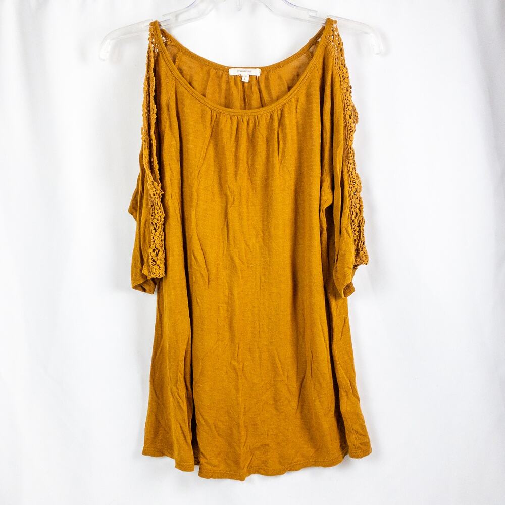 Maurices Brown Open Sleeve Lace Blouse Womens Large